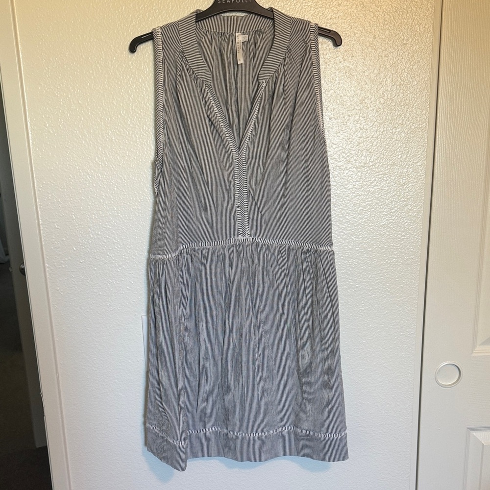 SEAFOLLY Gray Striped Cotton Dress M Like New
